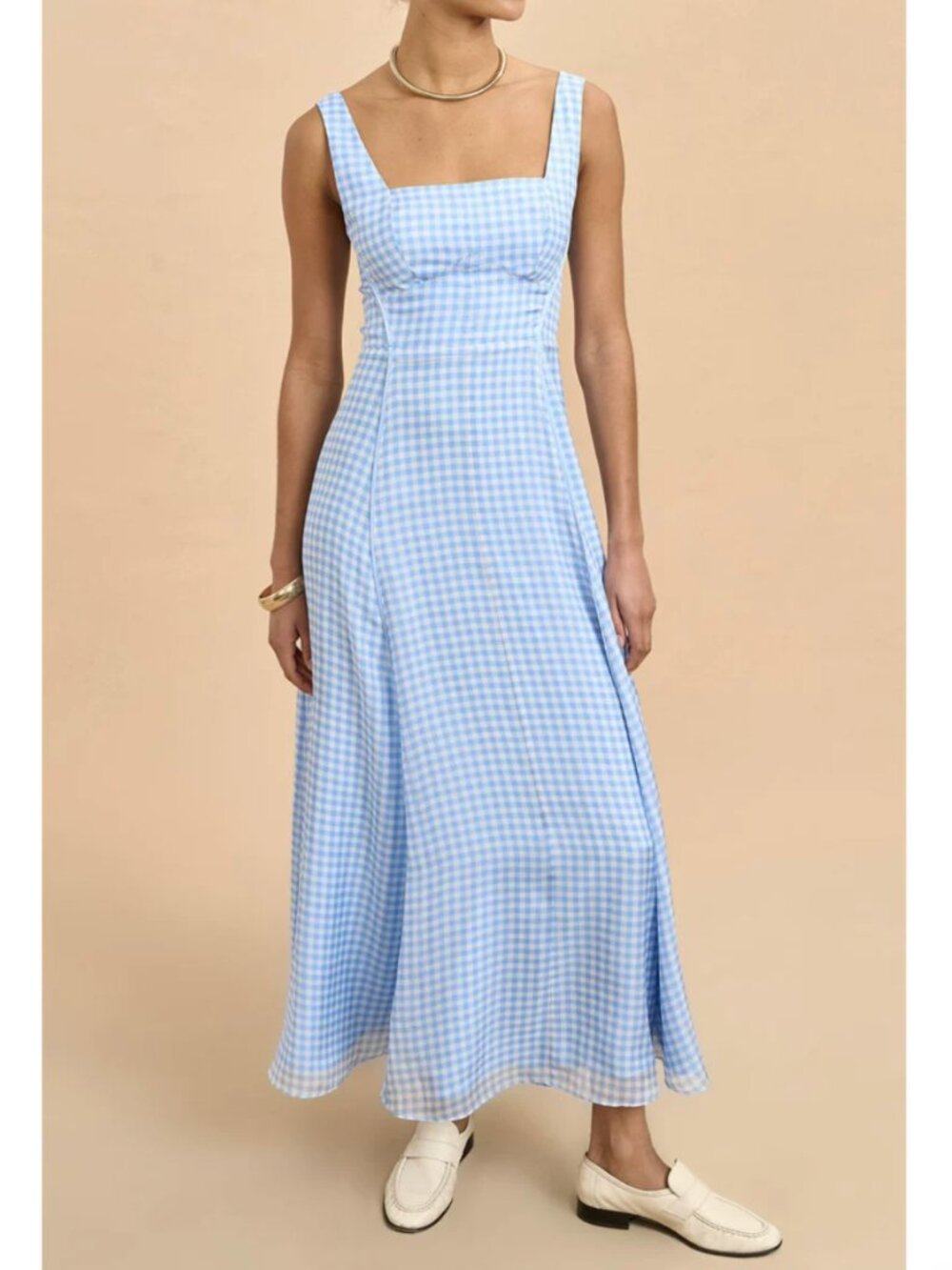 La Ligne NYC Talitha Midi Dress Black White Gingham Silk Cocktail - Picture 2 of 4